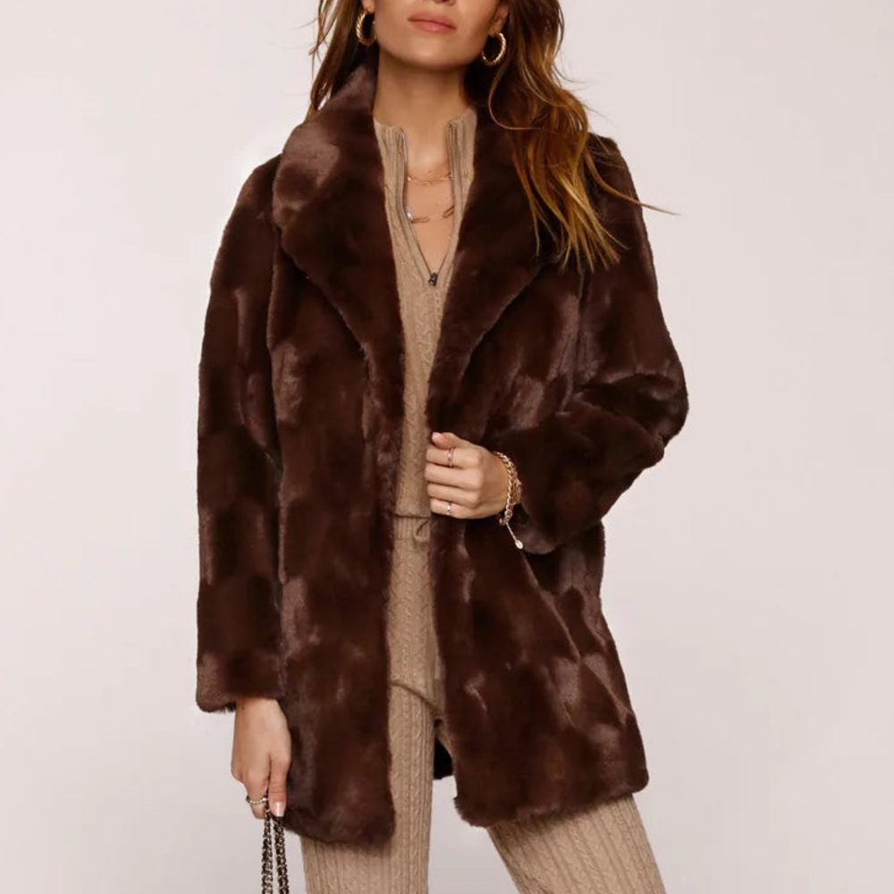 Revolve Heartloom Tangela Faux Fur Brown Coat
